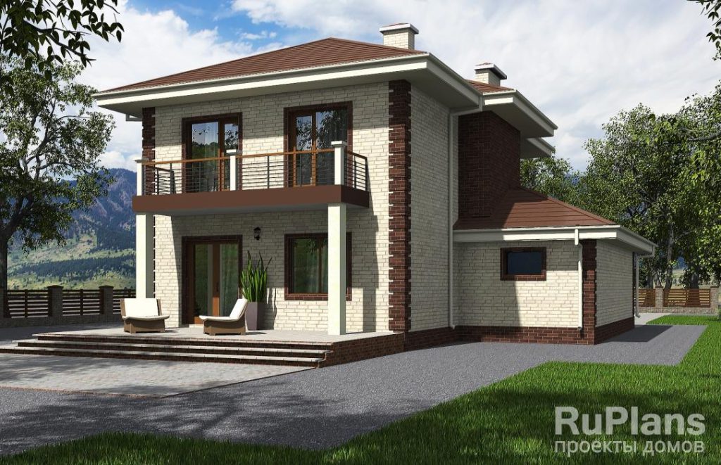 Двухэтажный жилой дома с гаражом, террасой и балконами Rg5478 — фото 4