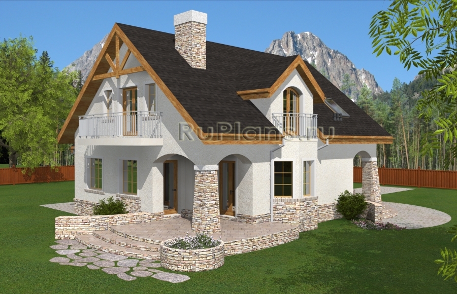 Проект дома с каменными колоннами Rg4956 — фото 4