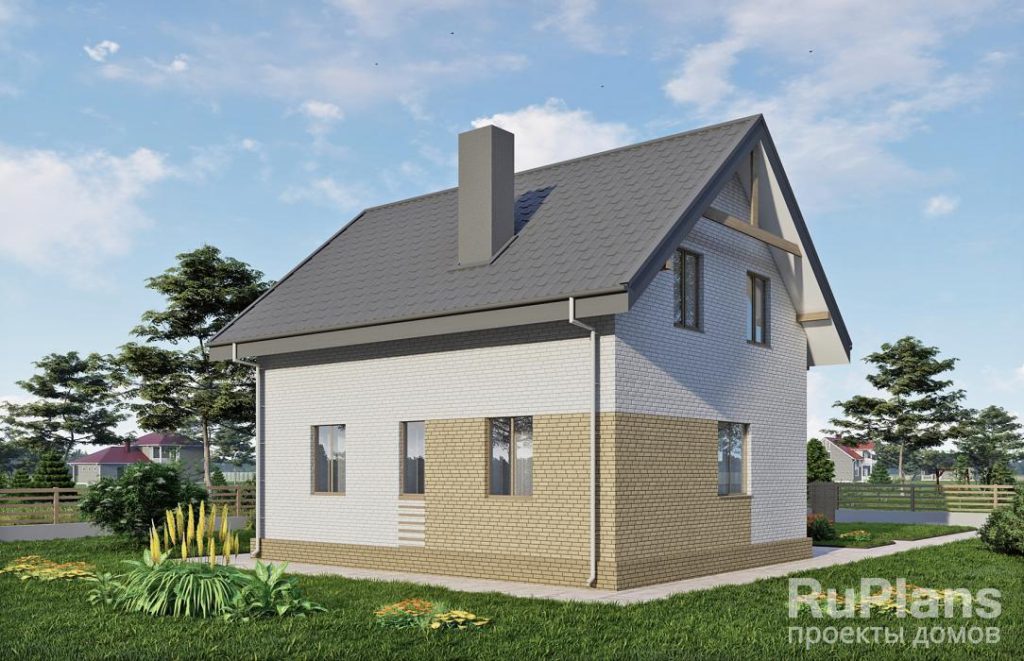 Одноэтажный дом с мансардой, погребом и отделкой кирпичом Rg6208 — фото 4