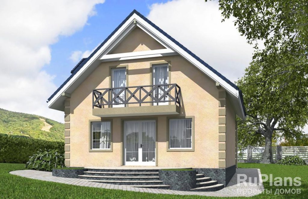 Одноэтажный дом с мансардой, террасой и балконом Rg5415 — фото 4
