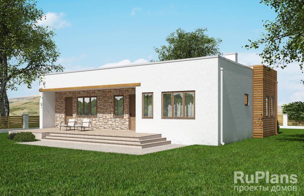 Проект одноэтажного дома с террасами и плоской крышей Rg5741 — фото 4