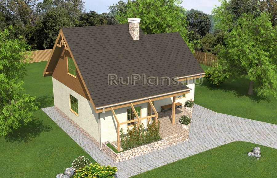 Проект одноэтажного дома с мансардой и террасой Rg4899 — фото 4