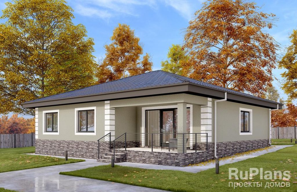 Одноэтажный дом с террасой, тремя спальнями и отделкой штукатуркой. Rg6562 — фото 4