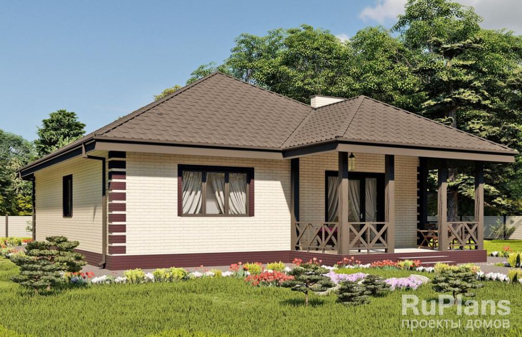 Индивидуальный одноэтажный жилой дом с террасой Rg5665 — фото 4