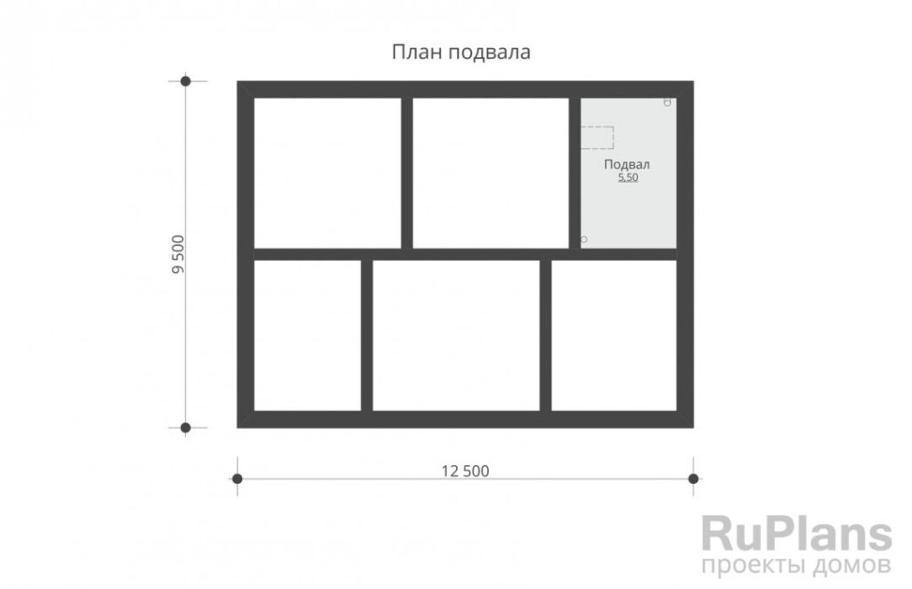 Планировка Одноэтажный дом с подвалом и террасой Rg5083