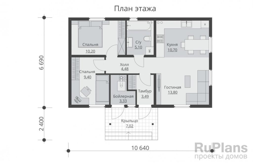 Планировка Одноэтажный дом. Rg5654
