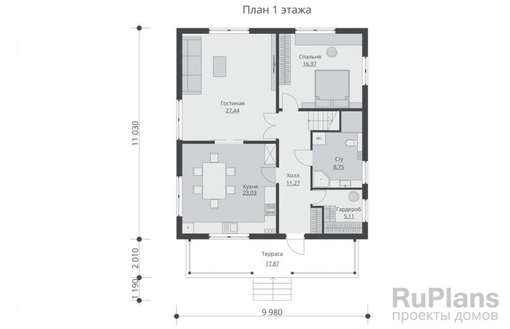 Планировка Двухэтажный дом с террасой Rg5400