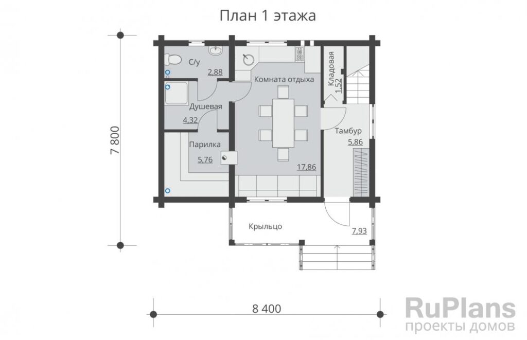 Планировка Проект индивидуального двухэтажного жилого дома с балконом Rg5496