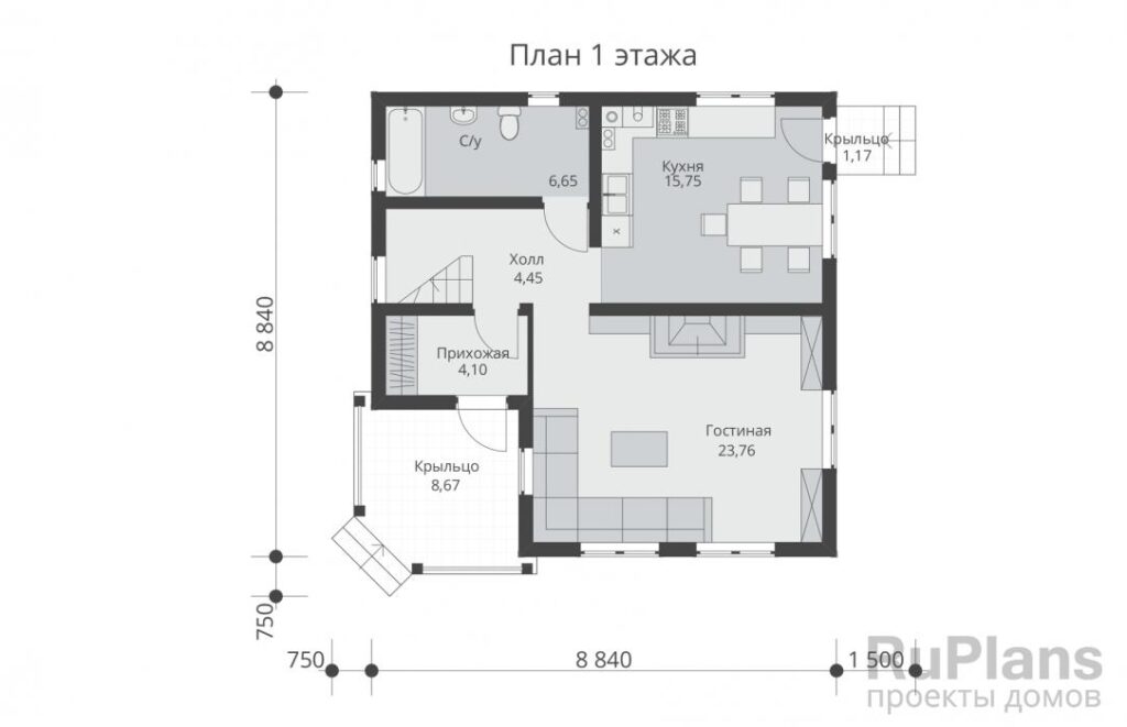 Планировка Двухэтажный дом с балконом Rg5401