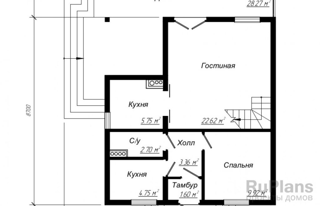 Планировка Проект дома из бруса с мансардой Rg3889