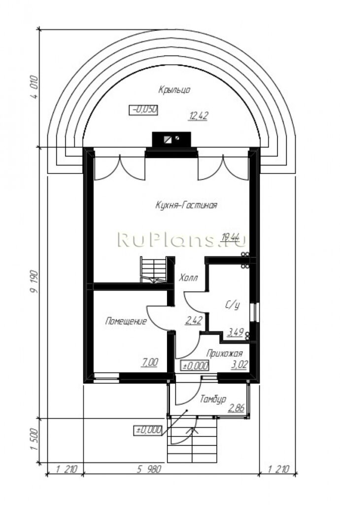 Планировка Проект скромного одноэтажного дома с мансардой Rg5033
