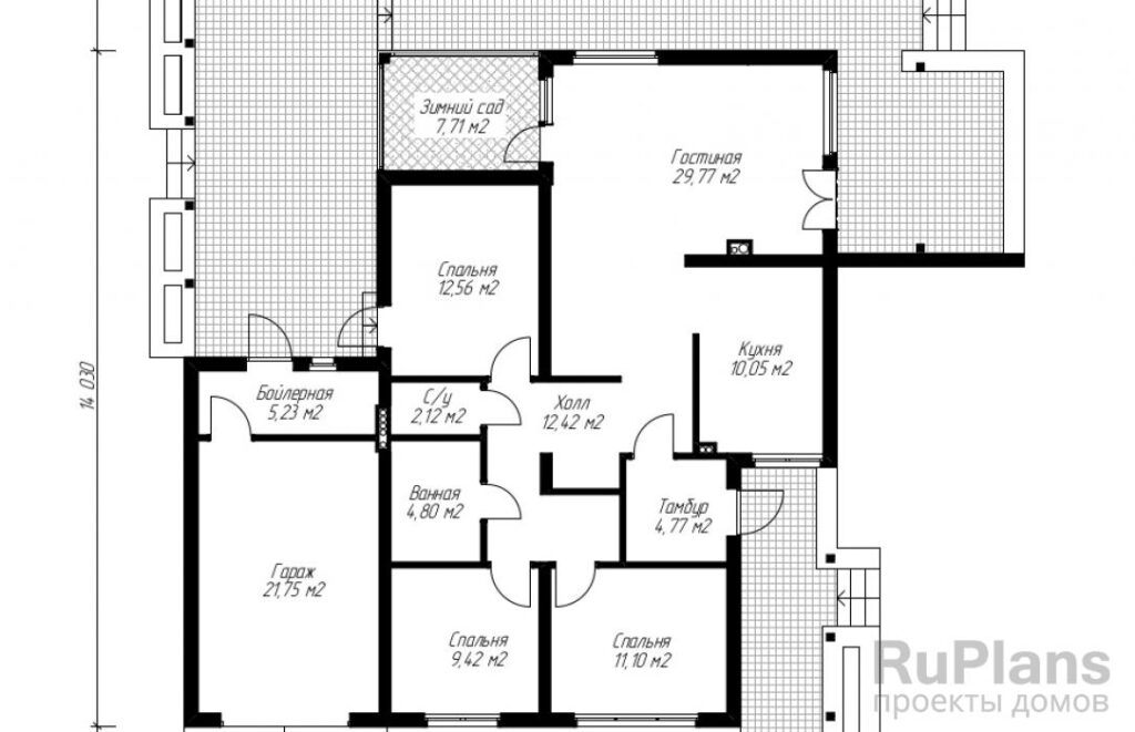 Планировка Интересный дом с террасой Rg3836