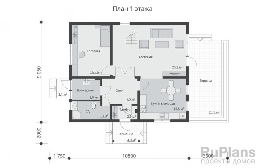 Планировка Дом с мансардой, террасой и балконами Rg3226