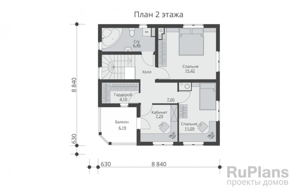 Планировка Двухэтажный дом с балконом Rg5401