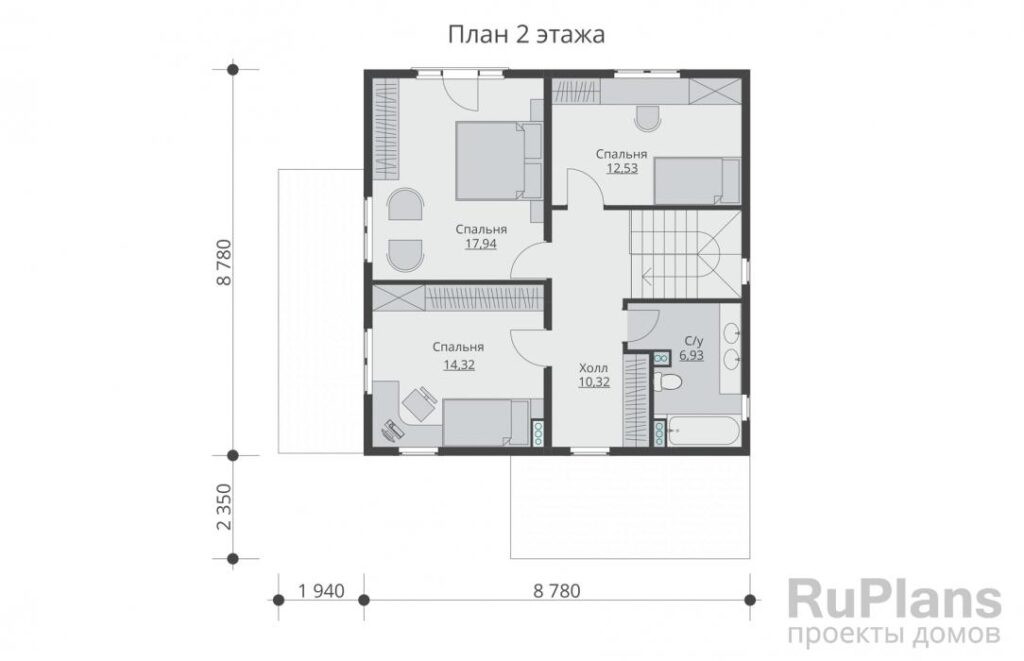 Планировка Проект двухэтажного жилого дома с террасами Rg5376