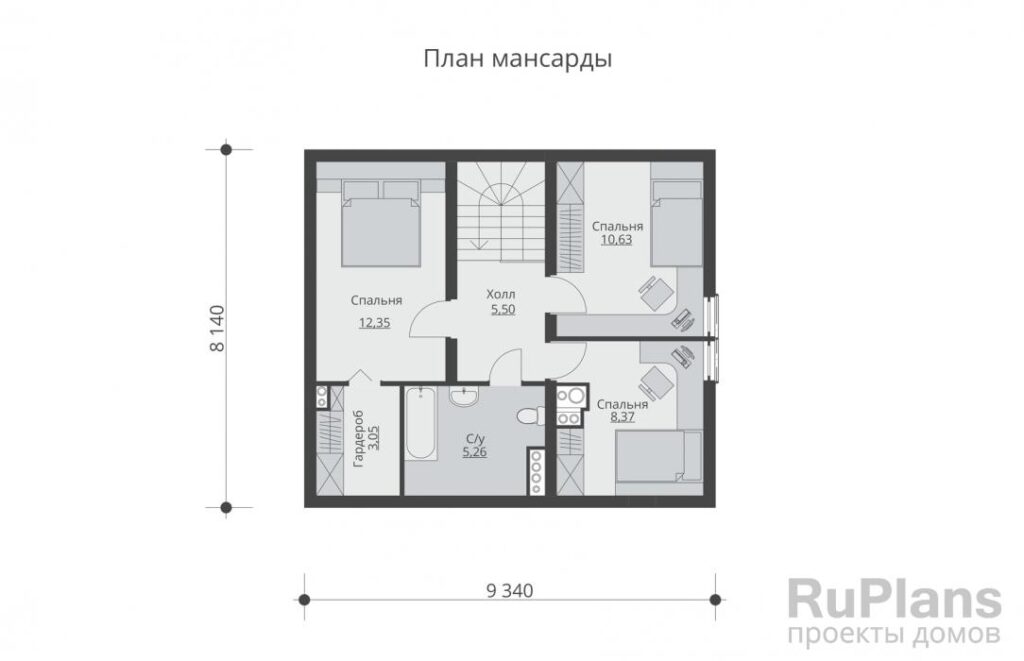 Планировка Одноэтажный дом с мансардой Rg5590