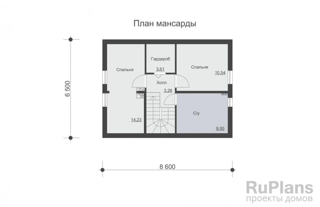 Планировка Одноэтажный дом с мансардой и террасой Rg5021
