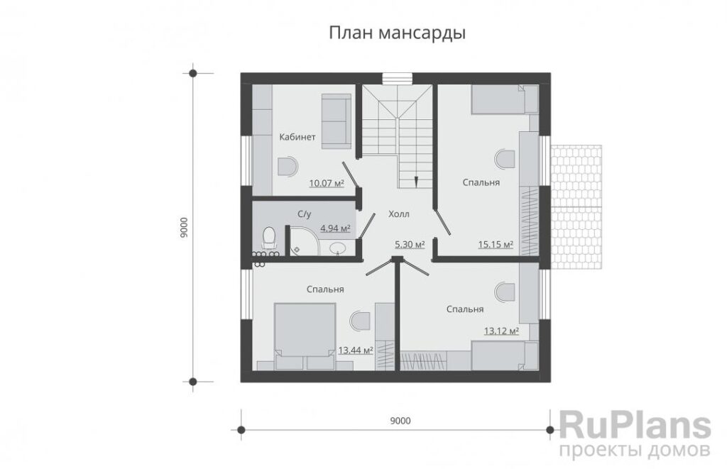 Планировка Одноэтажный дом с подвалом и мансардой Rg5203