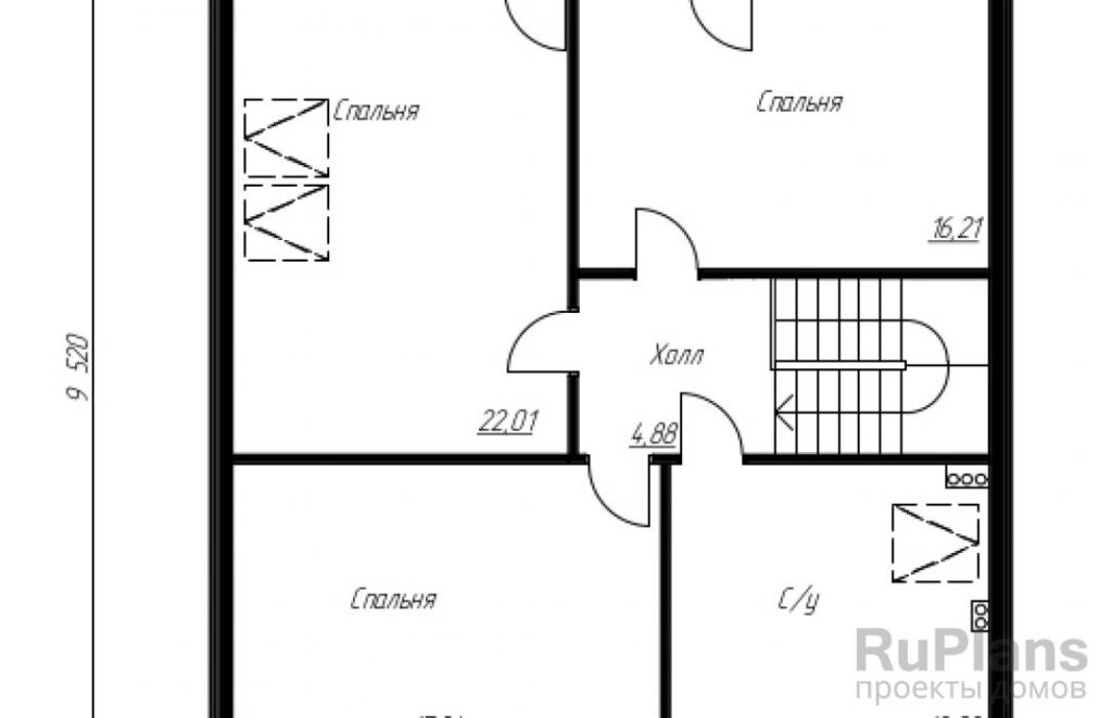 Планировка Проект комфортного дома с мансардой Rg3913