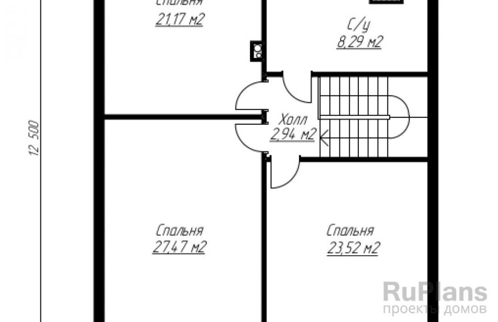 Планировка Одноэтажный удобный коттедж Rg3566