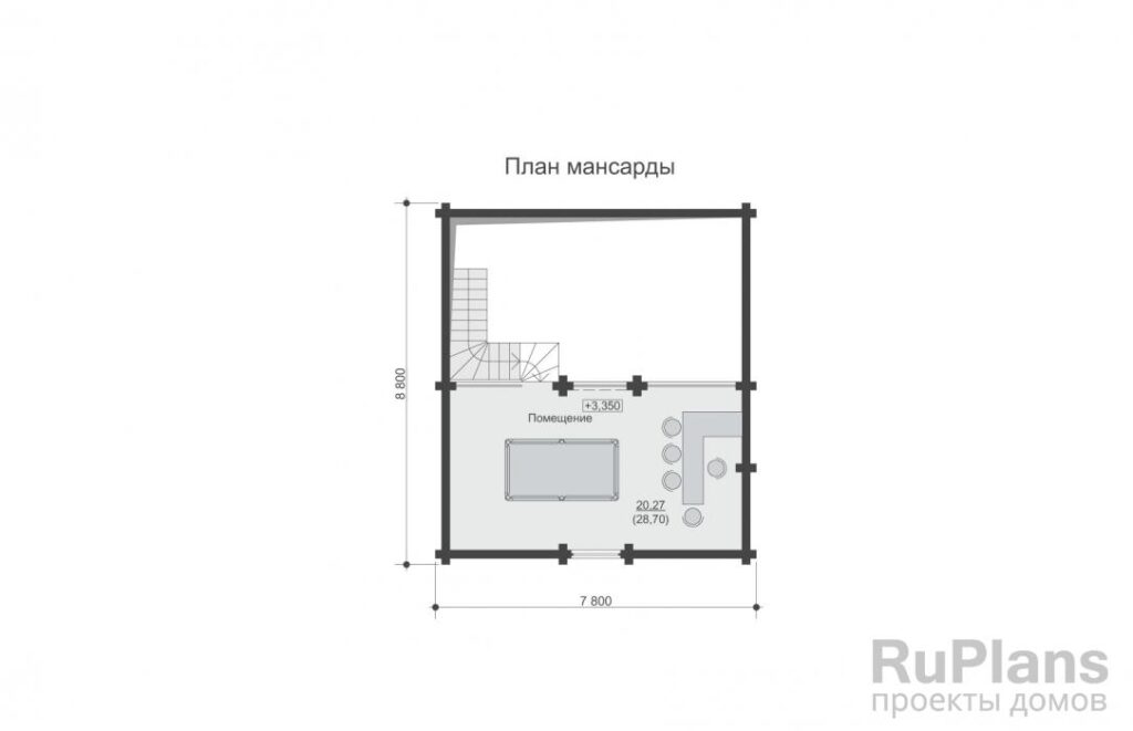 Планировка Одноэтажный дом с мансардой и террасой Rg6356