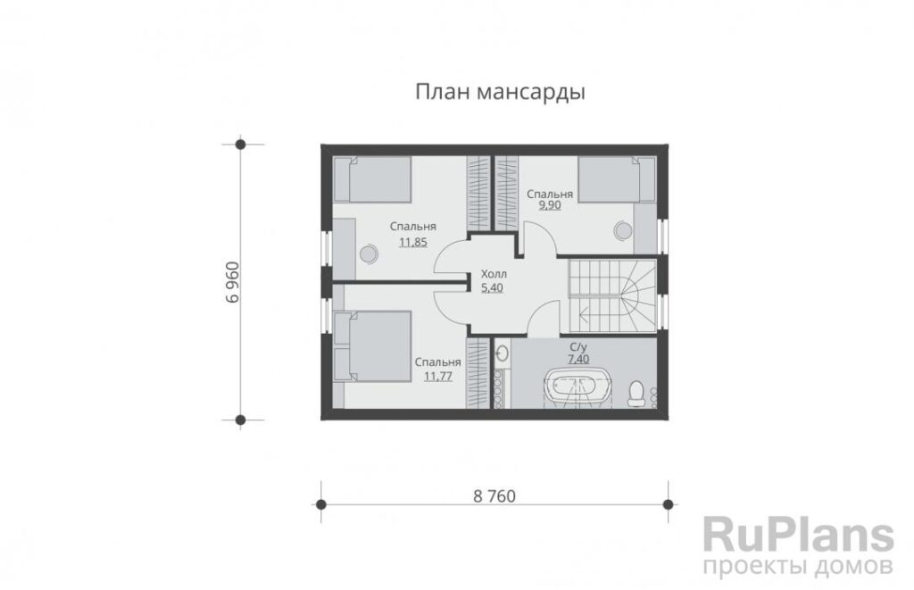 Планировка Одноэтажный дом с мансардой и террасой Rg5326