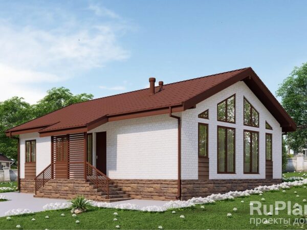 Одноэтажный дом с террасой, 3 спальнями и крыльцом Rg6178