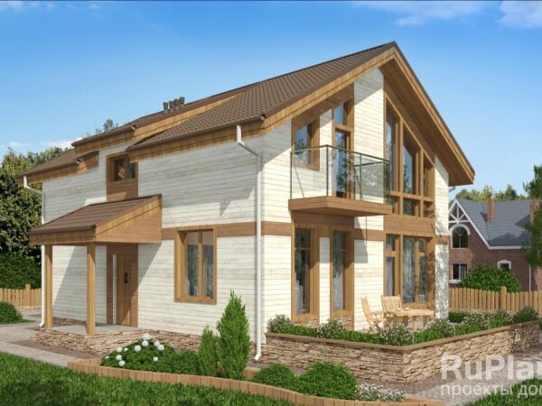 Дом с мансардой, террасой и балконами Rg3226