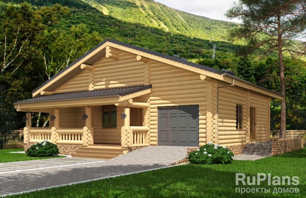 Проект деревянного дома с террасами и гаражом Rg5131 — фото 2