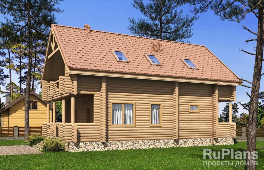 Одноэтажный дом с мансардой, террасами и балконами Rg5432 — фото 4